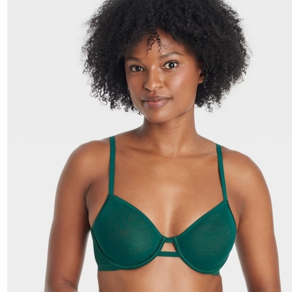 Women's 34DD Mesh Unlined Demi Bra - Auden Green 34DD - Picture 1 of 12